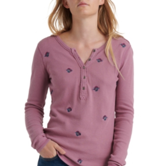 Lucky Brand Embroidered Thermal Size M - Picture 1 of 3